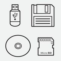 set of storage memory with outline style good for symbol, icon, element design, etc vector