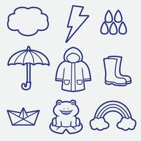 set of rainy with outline style, good for symbol, icon, coloring page, element design, etc vector