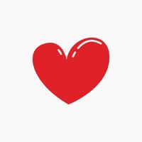 A simple, flat red heart with a subtle white highlight on a white background. vector