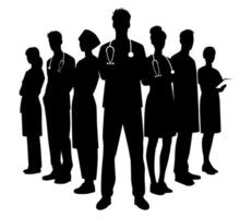 Silhouette group of doctor and nurse . Element design for poster, business advertising, backdrop, banner. Eps 10 vector