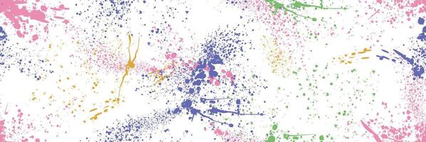 Spray paint splatters seamless pattern. Colorful ink drips, brush drops or blots. Graffiti inky splashes, inkblot spots with speckle effect. Paintbrush splotch, liquid blobs, dirty splash stains vector
