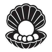 Elegant Pearl in Shell Silhouette Illustration vector