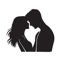 Romantic Couple Embracing Silhouette Illustration vector