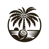 a coconut palm tree and the ocean in the background vector