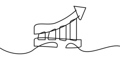 continuous line drawing graphic symbol arrow up. abstract line art illustration vector