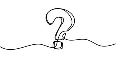 continuous line drawing of question mark symbol. abstract line art illustration vector