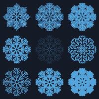 Winter Themed Icons, A collection of snowflake icons designs that add a frosty touch to any project or seasonal theme. vector
