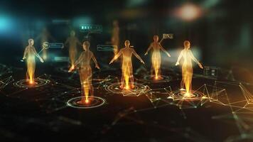 Digital human body scan showing data analysis and futuristic technology video