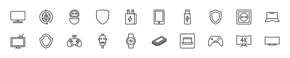 Electronics outline icons bundle. Editable stroke. Simple linear illustration for web sites, newspapers, articles book vector