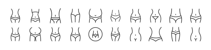 Waist Collection of Thin Icons. Editable Stroke. Suitable for Web Sites, Books, Cards, Apps vector