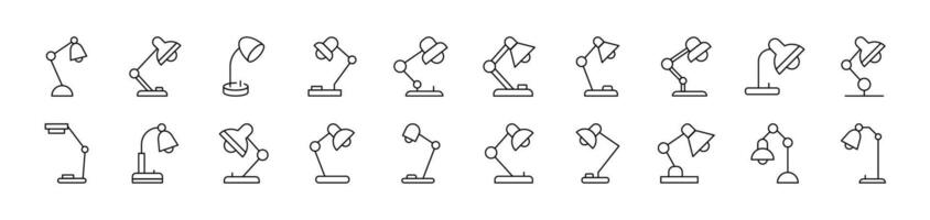 Table Lamp Thin Icons Collection. Editable Stroke. Suitable for Web Sites, Books, Cards, Apps vector