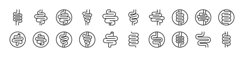 Digestion and Intestine Outline Simple Linear Image Collection. Editable Stroke. Suitable for Web Sites, Books, Cards, Apps vector