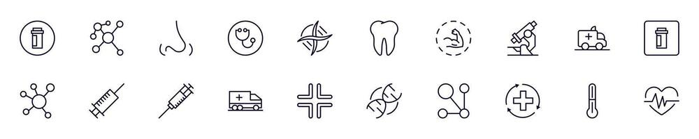 Medicine and healthcare modern web icons for infographics. Simple linear illustration for apps, sites, infographics vector