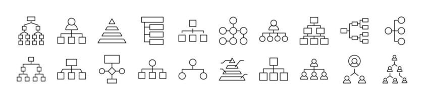 Hierarchy Line Icon Collection. Editable Stroke. Minimalistic Linear Pictogram for Design of Cards, Apps, Banners, Posts vector