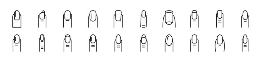 Nail Thin Icons Collection. Editable Stroke. Suitable for Web Sites, Books, Cards, Apps vector
