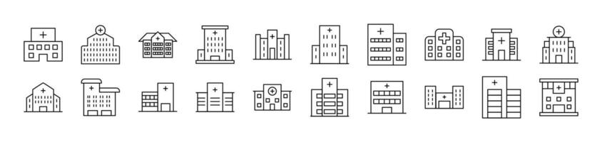 Hospital Pack of Thin Icons. Editable Stroke. Suitable for Web Sites, Books, Cards, Apps vector
