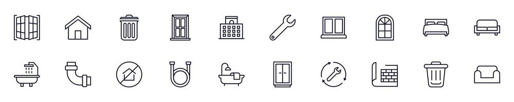 House, repair, renovation images collection. Simple linear illustration that can be used as an design element for apps and websites vector