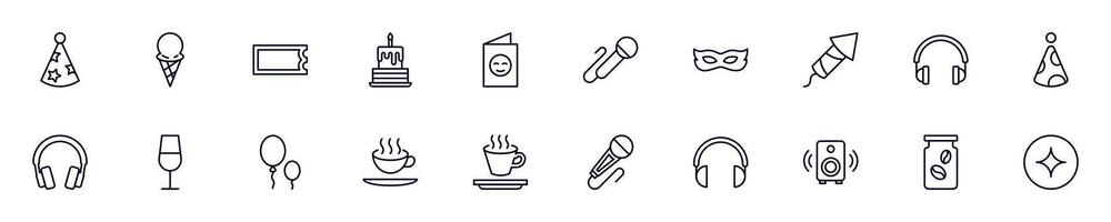 Collections of line icons of holiday. Simple linear illustration that perfect for web banners, social networks, articles, infographics vector