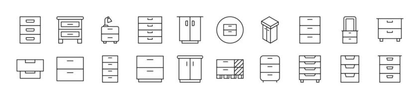 Closet Related Line Icons for Web Sites, Books, Cards, Apps. Editable Stroke. Suitable for Web Sites, Books, Cards, Apps vector
