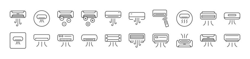 Air Conditioning Pack of Thin Icons. Editable Stroke. Suitable for Web Sites, Books, Cards, Apps vector