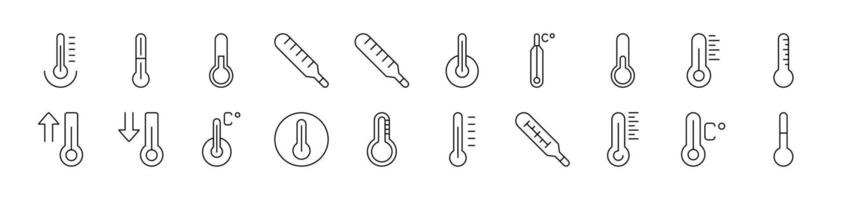Thermometer Related Icon Set. Editable Stroke. Suitable for Web Sites, Books, Cards, Apps vector