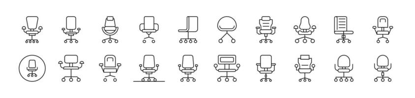 Office Chair Collection of Thin Icons. Editable Stroke. Suitable for Web Sites, Books, Cards, Apps vector
