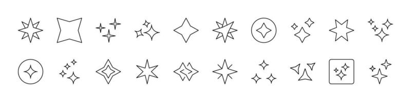 Sparkles and Stars Bundle of Thin Icons. Editable Stroke. Suitable for Web Sites, Books, Cards, Apps vector