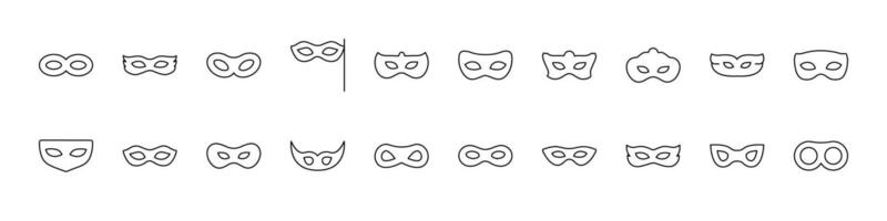 Carnival Mask Collection of Thin Icons. Editable Stroke. Suitable for Web Sites, Books, Cards, Apps vector