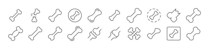 Bones Thin Icons Collection. Editable Stroke. Suitable for Web Sites, Books, Cards, Apps vector