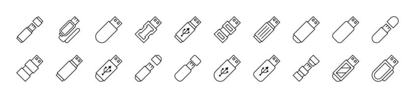 Flash Card or Memory Card Pack of Thin Icons. Editable Stroke. Suitable for Web Sites, Books, Cards, Apps vector