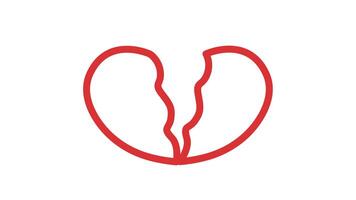 Broken heart animated icon. animated icon related to valentine day. suitable for user interface, provide visual feedback and more. animation with transparent background video