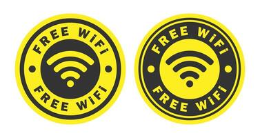 circle Yellow and black Free Wifi access signal icon wireless symbol connection circle stamp. Web network connect logo sign. illustration image. Isolated on white background. vector