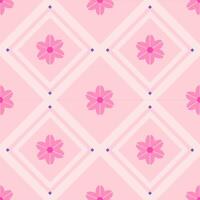 Pink Sakura flower of Argyle in seamless pattern. Cute background. Design geometric. vector
