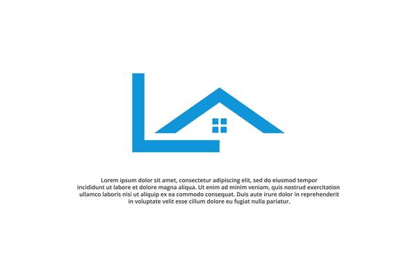 letter l blue house logo design