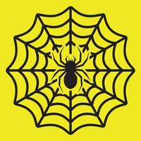 spider hanging on web with black background vector