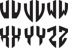 Initial U,V,W,X,Y,Z monogram letter shield shape logo design template vector