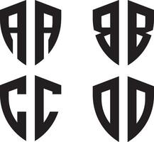 Initial A,B,C,D monogram letter shield shape logo design template vector