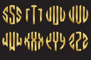 Initial letters S,T,U,V,W,X,Y,Z golden monogram circle round shape,logo template vector