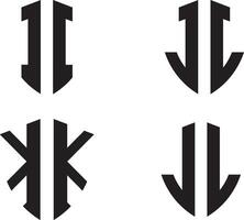 Initial I,J,K,L monogram letter shield shape logo design template vector