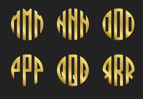 Initial letters M,N,O,P,Q,R golden monogram circle round shape,logo template vector