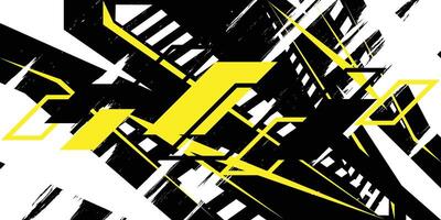a black and yellow abstract design with a black and white background vector