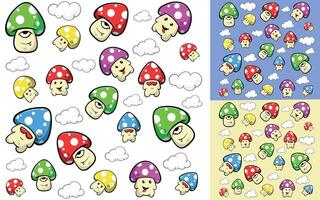 a set of different mushroom patterns with clouds and clouds vector