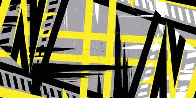 a black and yellow abstract background with a black and white stripe vector