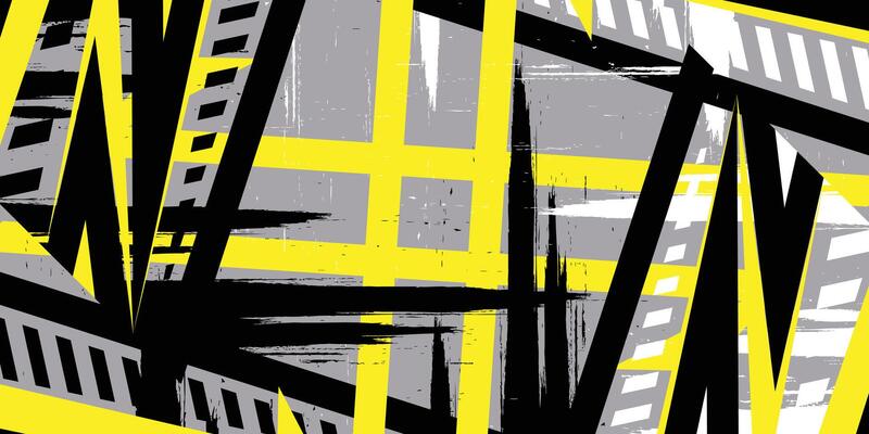 a black and yellow abstract background with a black and white stripe