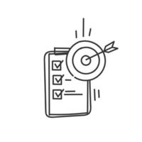 a checklist with a dart and arrow on it vector