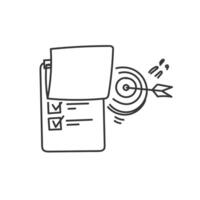 a black and white drawing of a paper with a target on it vector