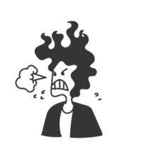 angry woman with angry face and smoke fire coming out of his mouth vector