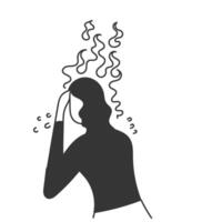 a woman with her head covered in fire and smoke vector