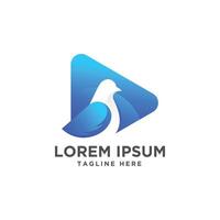 Blue Bird With Play Shape Logo Design vector