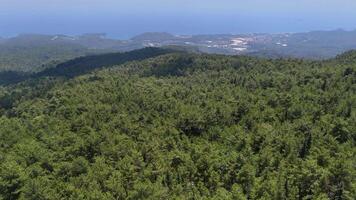 Drone Flying Over Mountain Forest with Sea and Clouds as Backdrop video